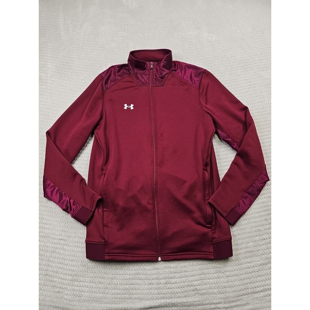 Under Armour Sweatshirt Mens Medium Maroon Full Zip Vented Active Performance - Picture 1 of 6